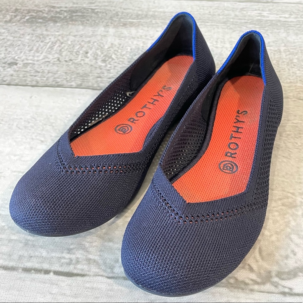 Rothy’s Blue Maritime Lattice Weave Flats Shoes Sz 9 The Flat